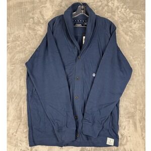 Y2K Chaps Mens Navy Blue Shawl Collar Cardigan Sweater XL TG EG Cotton Anchor‎